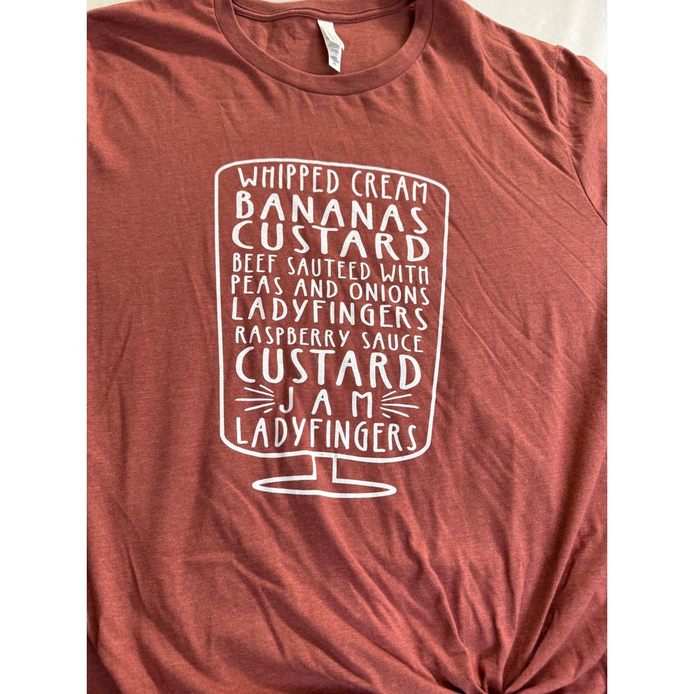 Y2K Friends Rachel Green Trifle Recipe Graphic Tee Rust Orange Bella Canvas 2XL - Picture 2 of 6
